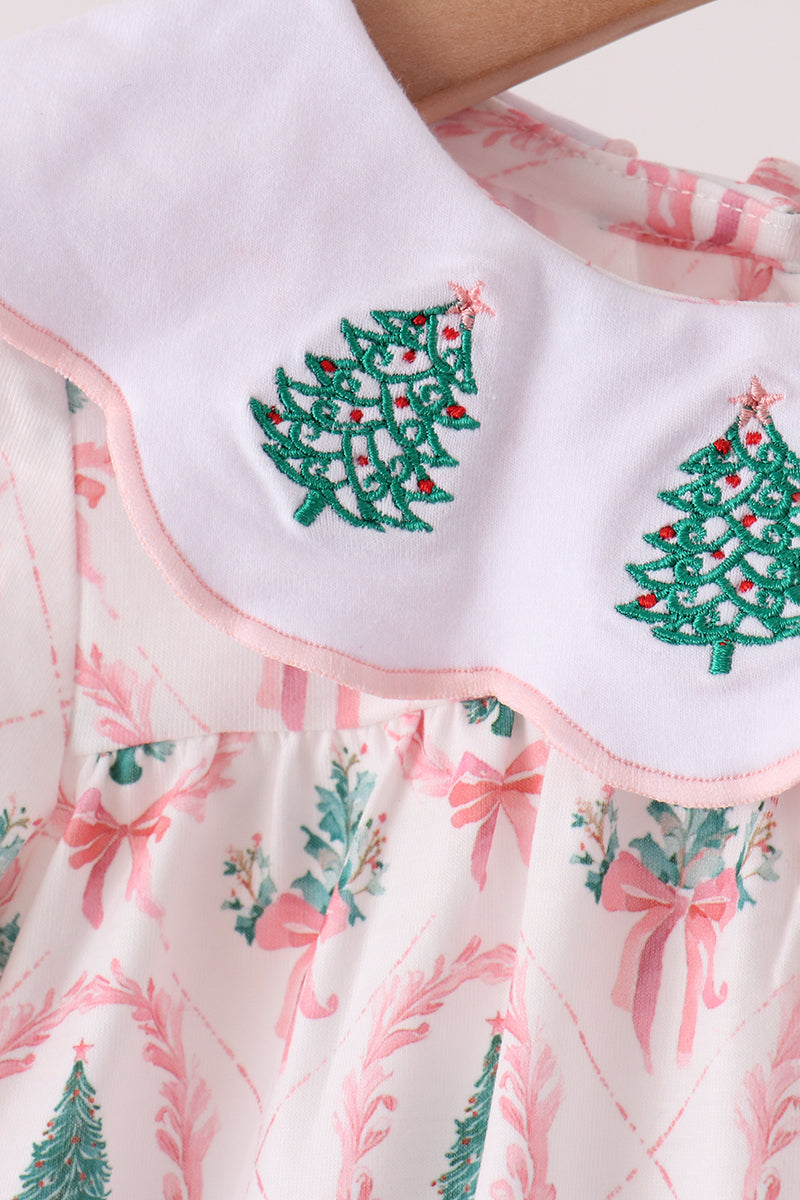 Pink Christmas Tree Embroidery Bubble