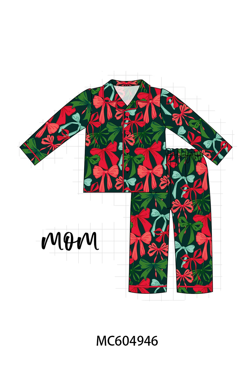 Forest Bow Zip Bamboo Mom&me Pajama Set