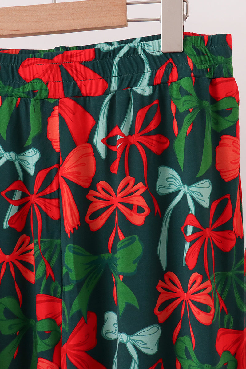 Forest Bow Zip Bamboo Mom&me Pajama Set