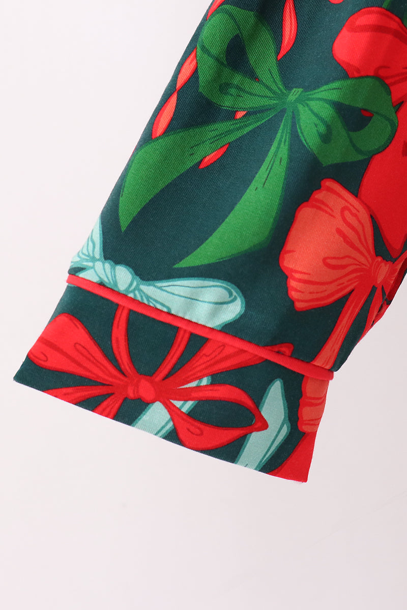 Forest Bow Zip Bamboo Mom&me Pajama Set