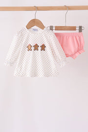 Pink Gingerbread Embroidery Bloomer Set