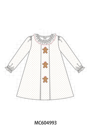 Pink Gingerbread Embroidery Ruffle Dress