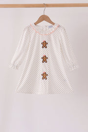 Pink Gingerbread Embroidery Ruffle Dress