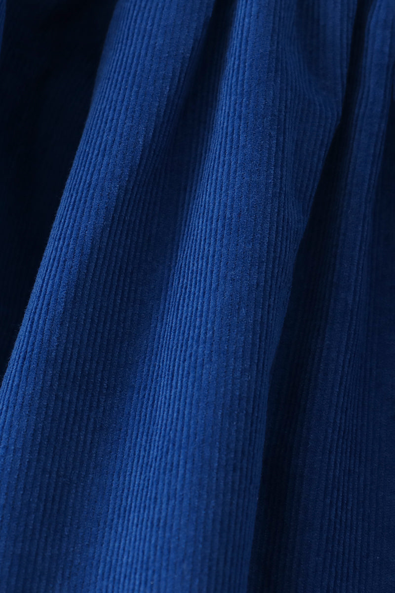 Blue Corduroy Nativity Embroidery Dress