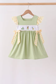 Green Princess Frog Embroidery Ruffle Dress