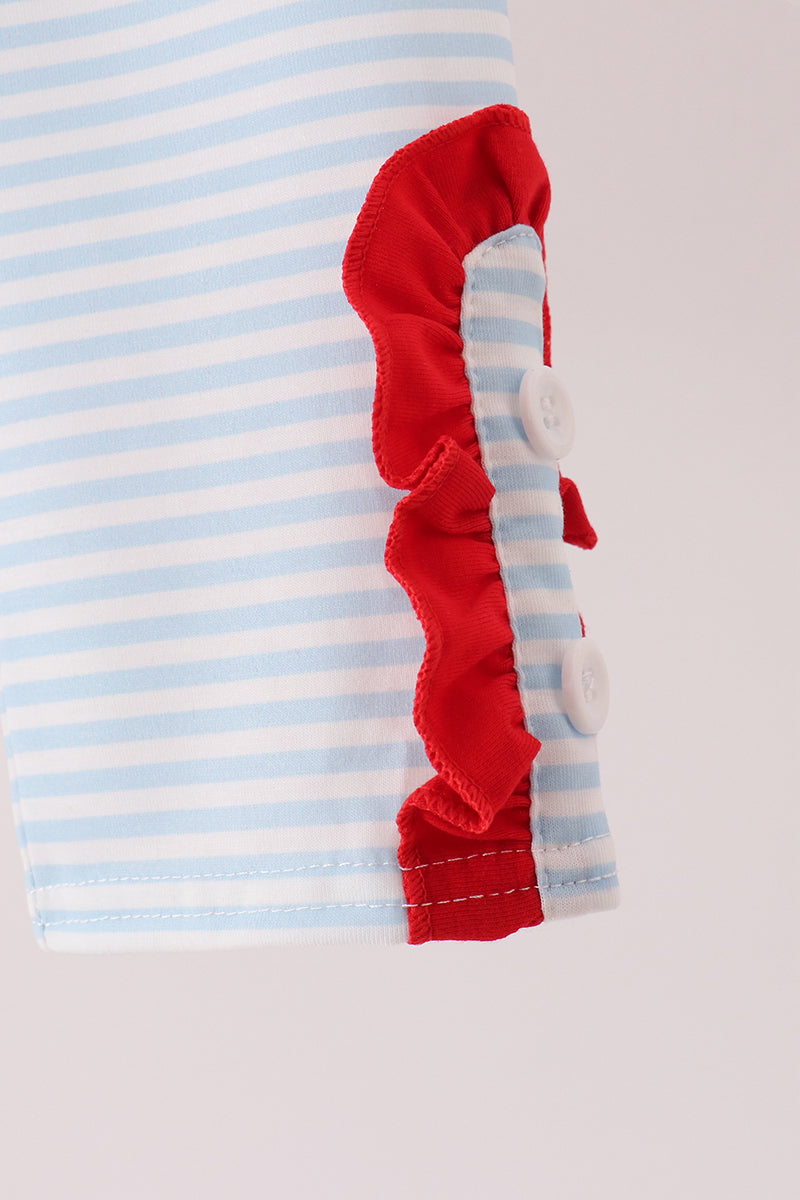 Red Reindeer French Knot Ruffle Pants Set