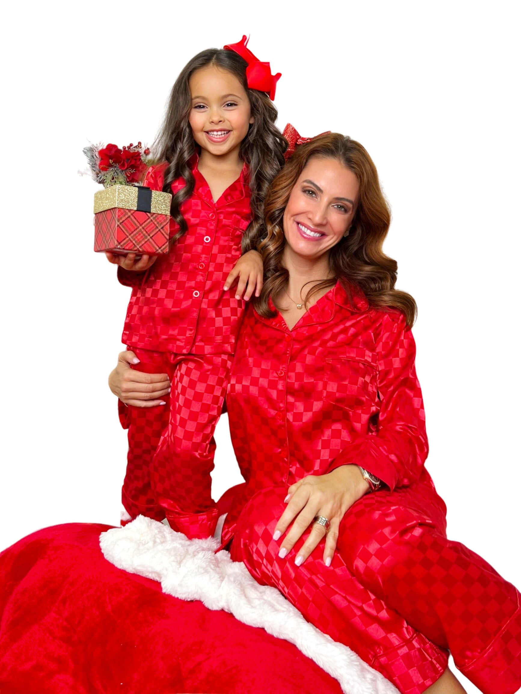 Mommy And Me Red Checkered Christmas Pajamas