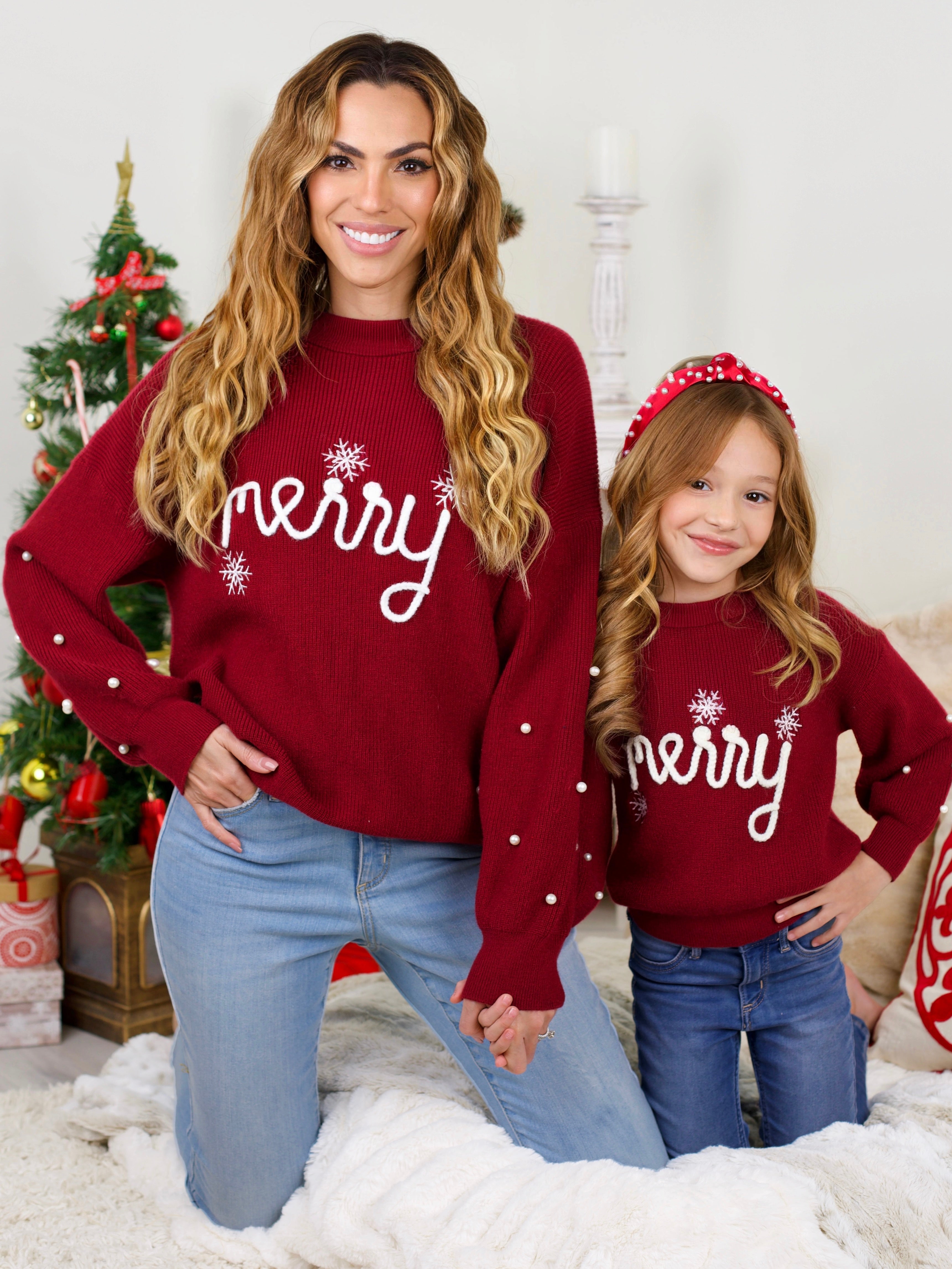 Mommy And Me Merry Snowflake Christmas Sweater