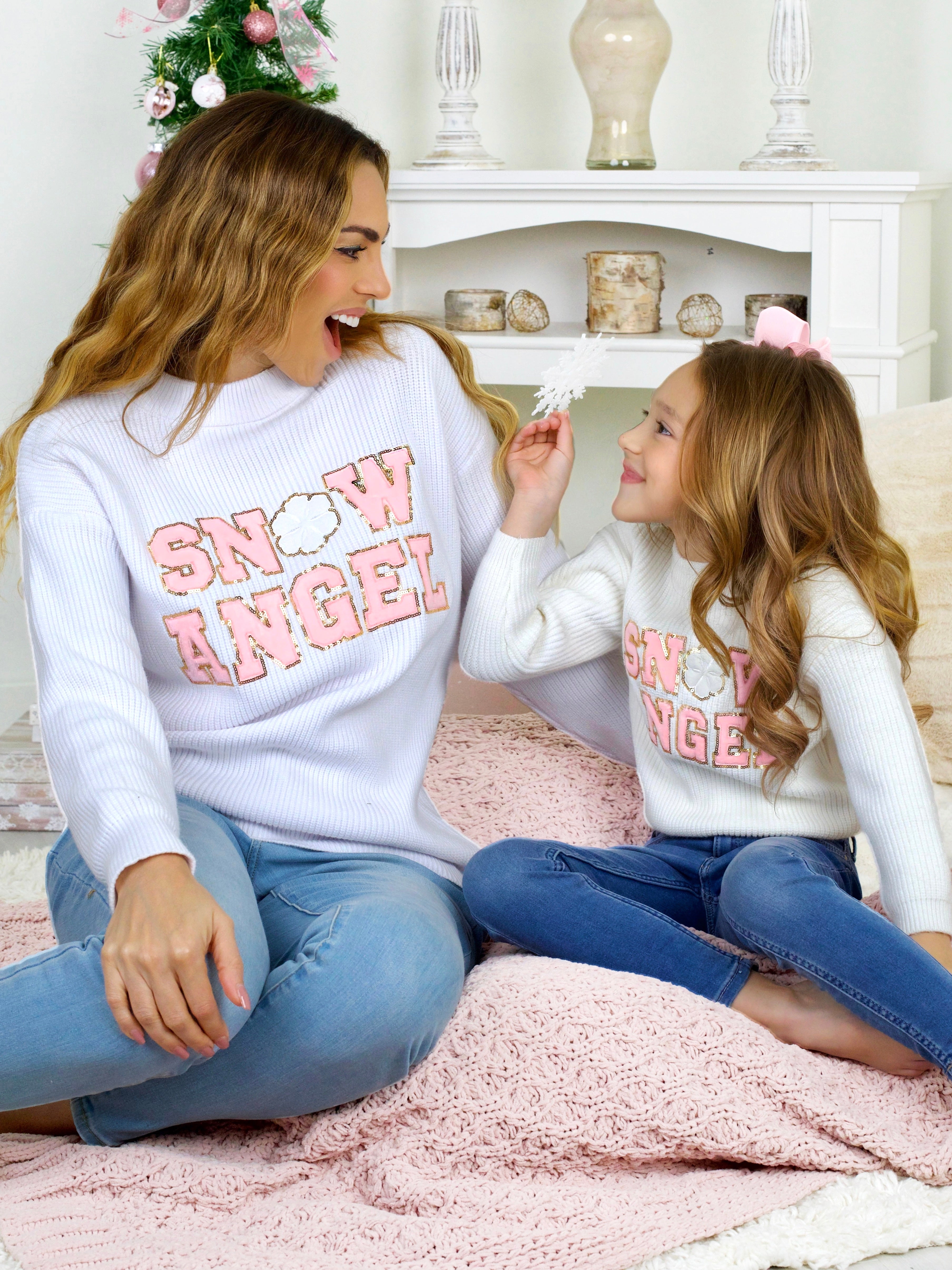 Mommy And Me Cozy Snow Angel Christmas Sweater