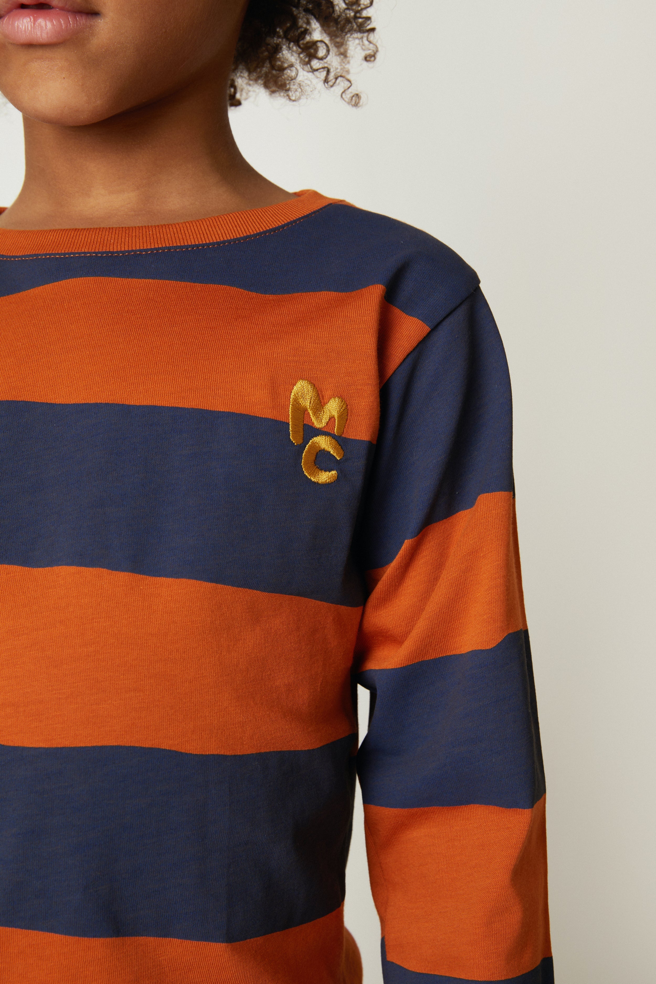 Chestnut & Navy Rugby Stripe Long Sleeve T-shirt