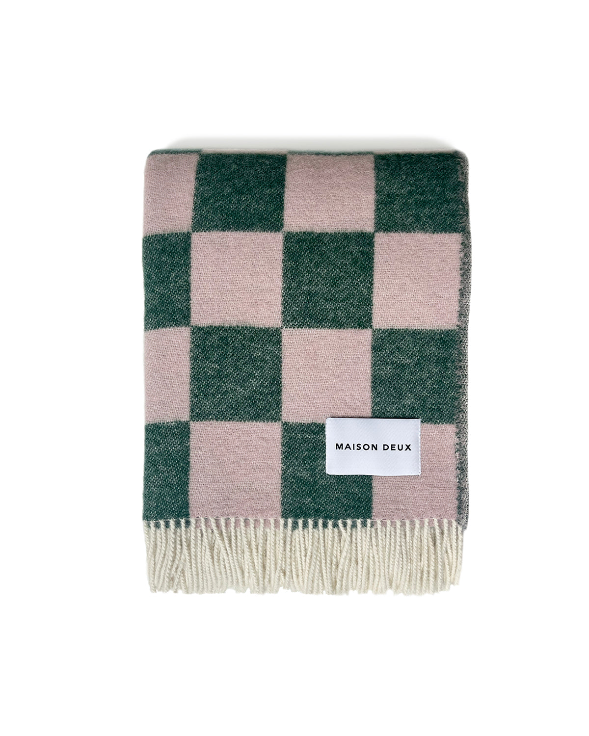 Maison Deux Blanket Checkerboard Green / Pink 4.25 X 6.5 Ft