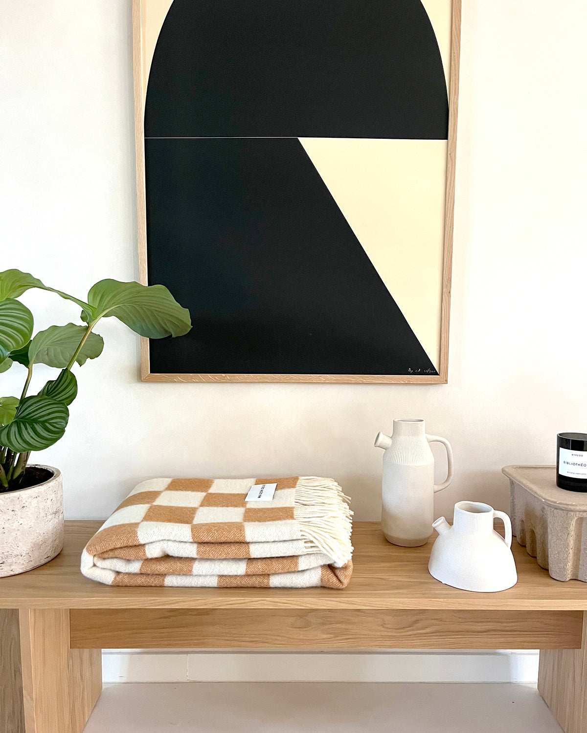 Blanket Checkerboard Terra Brown / White 4.25 X 6.5 Ft