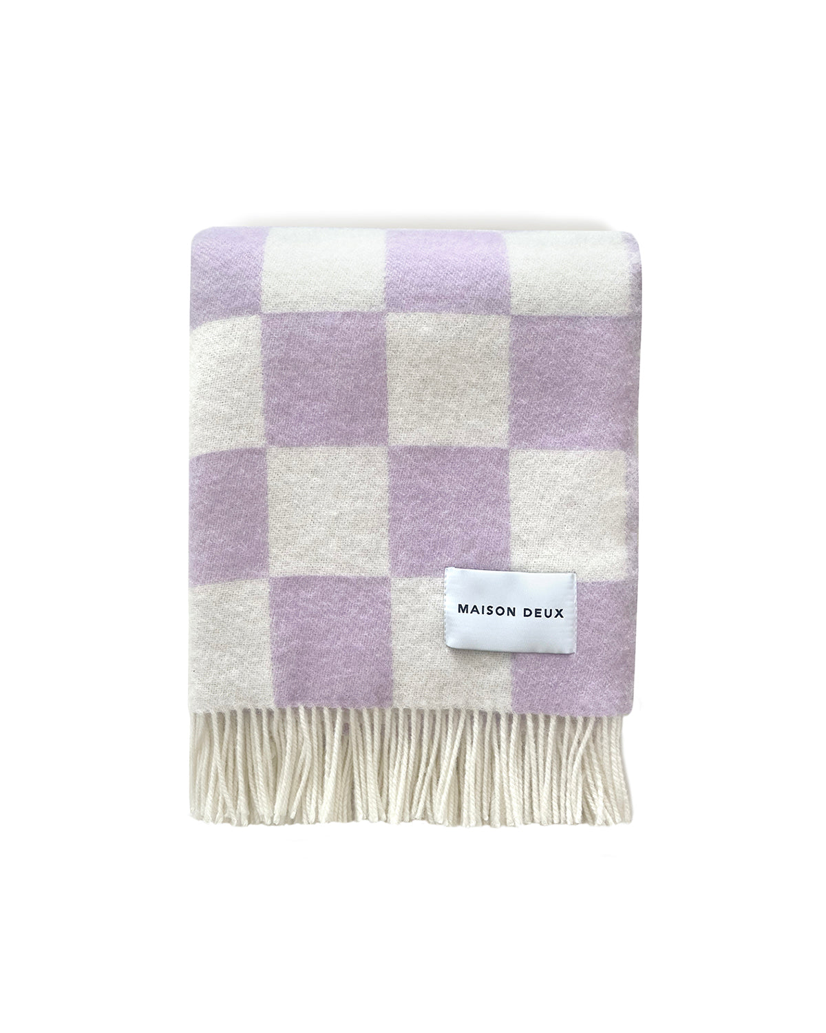 Maison Deux Blanket Checkerboard Lilac / White 4.25 X 6.5 Ft