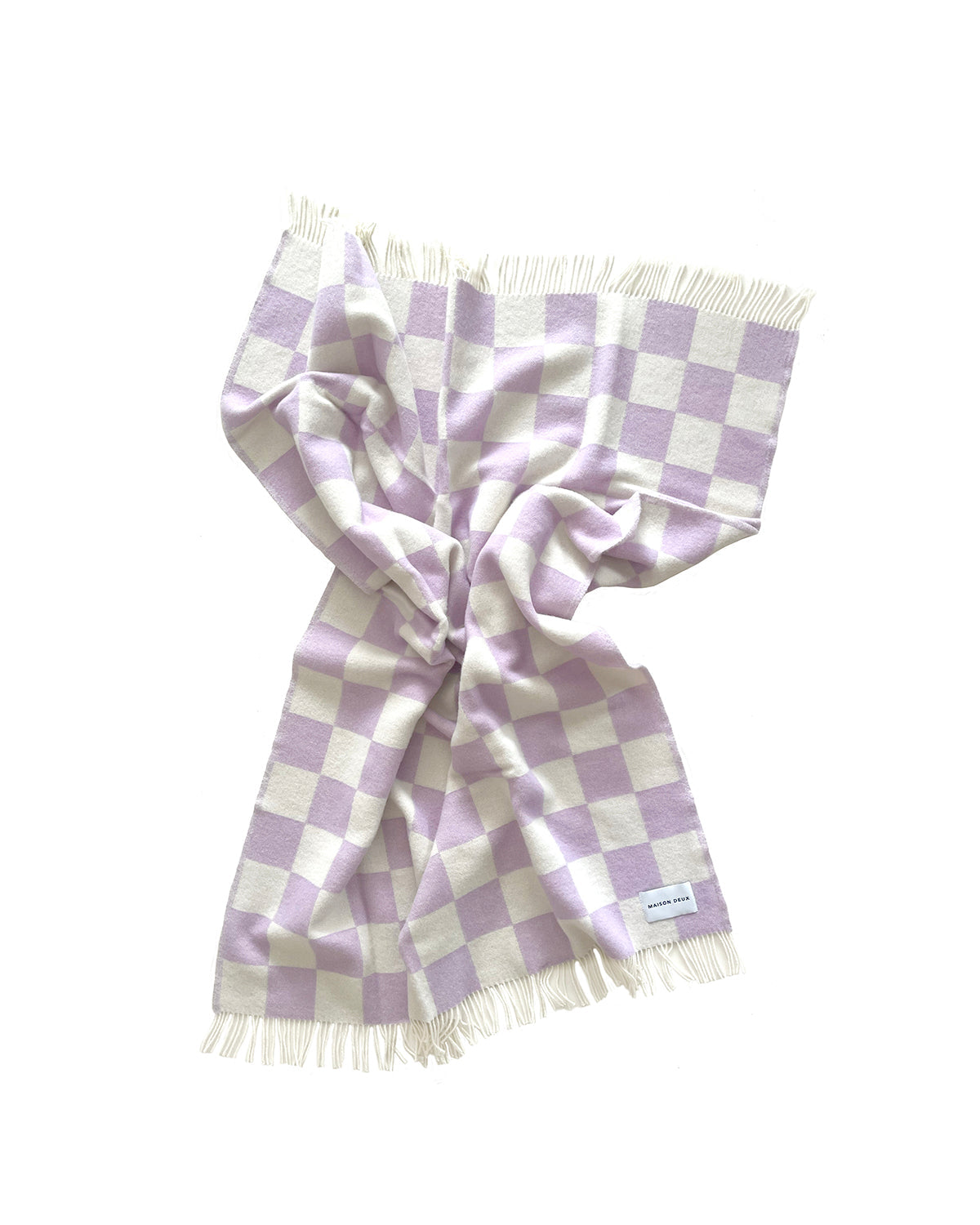 Maison Deux Blanket Checkerboard Lilac / White 4.25 X 6.5 Ft