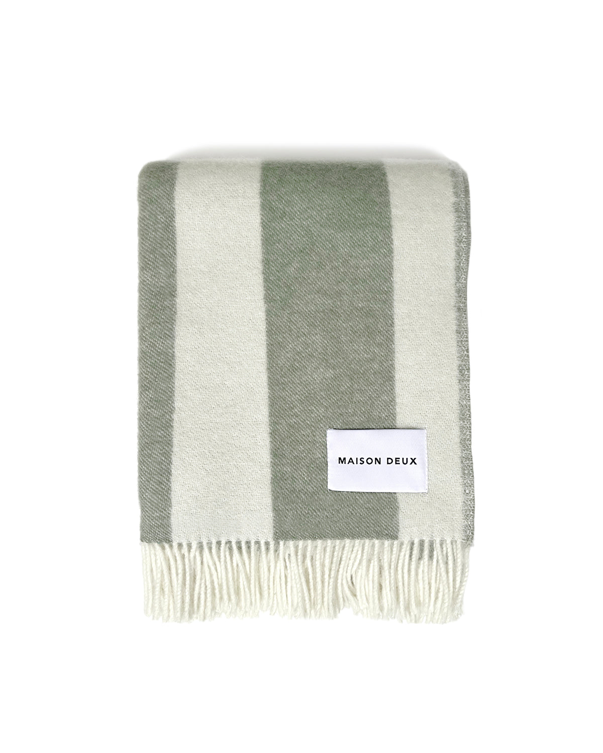 Maison Deux Blanket Rough Stripe Agave Olive Green / White 4.25 X 6.5 Ft