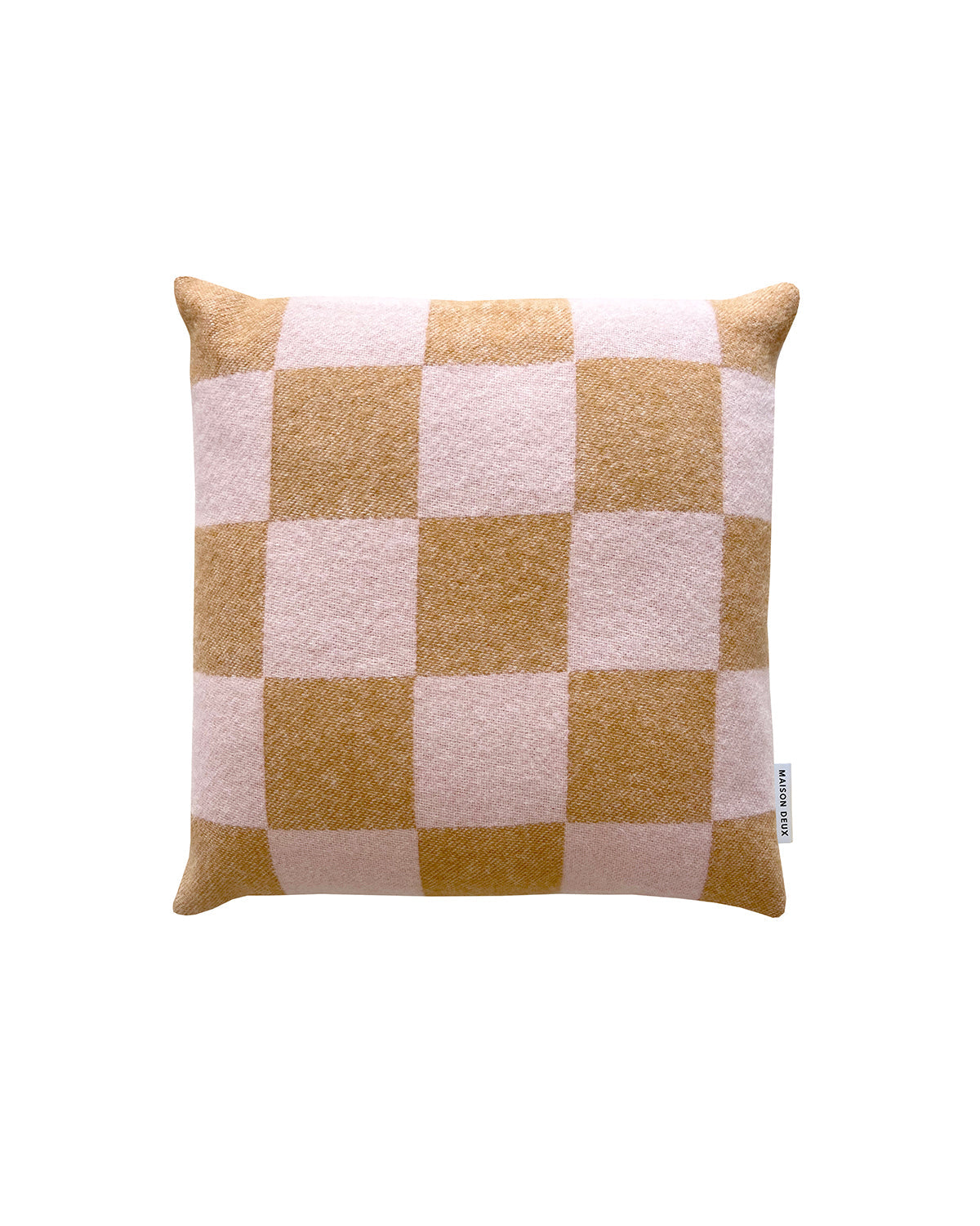 Maison Deux Cushion Checkerboard Terra Brown / Pink 1.65 X 1.65 Ft