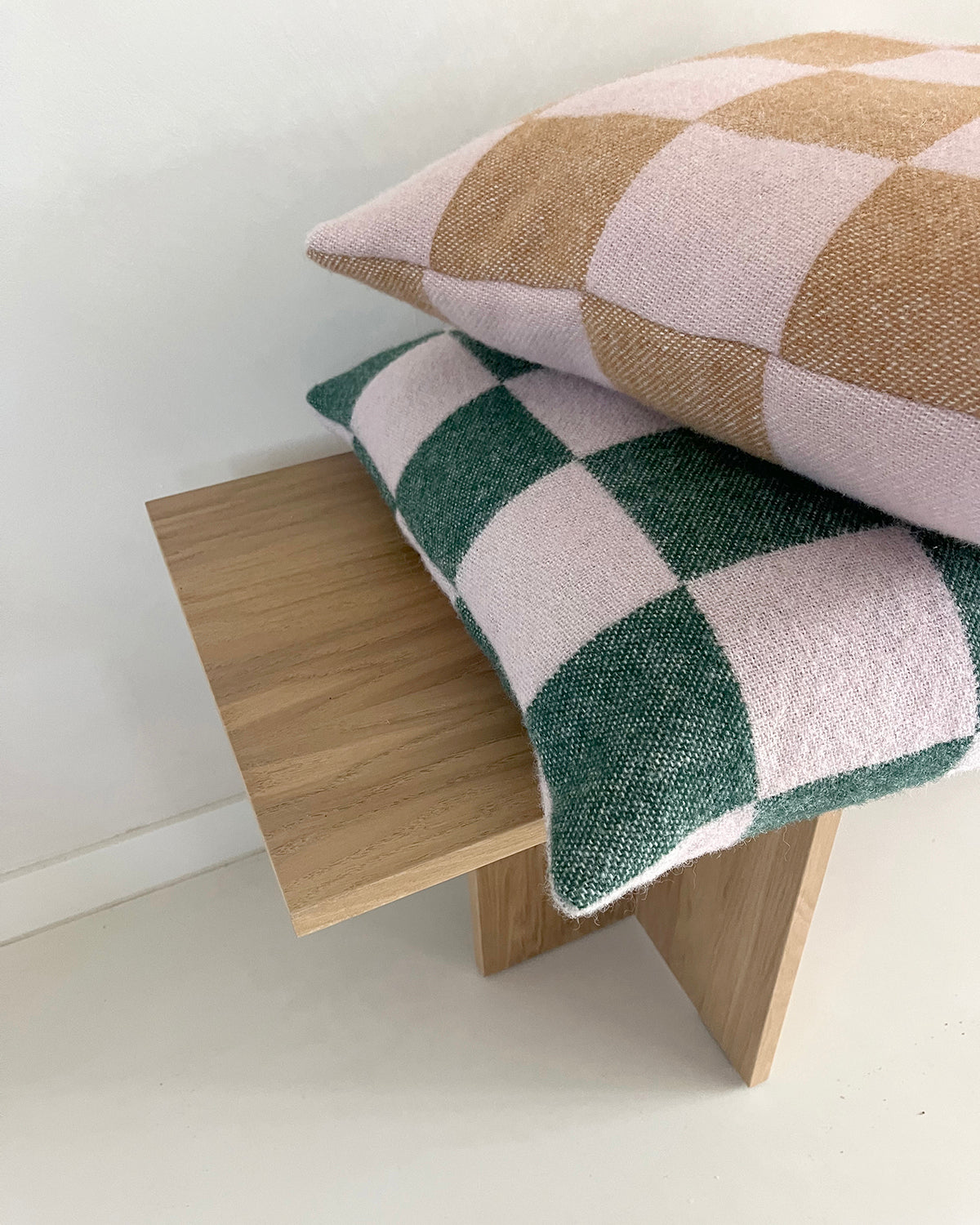 Maison Deux Cushion Checkerboard Terra Brown / Pink 1.65 X 1.65 Ft