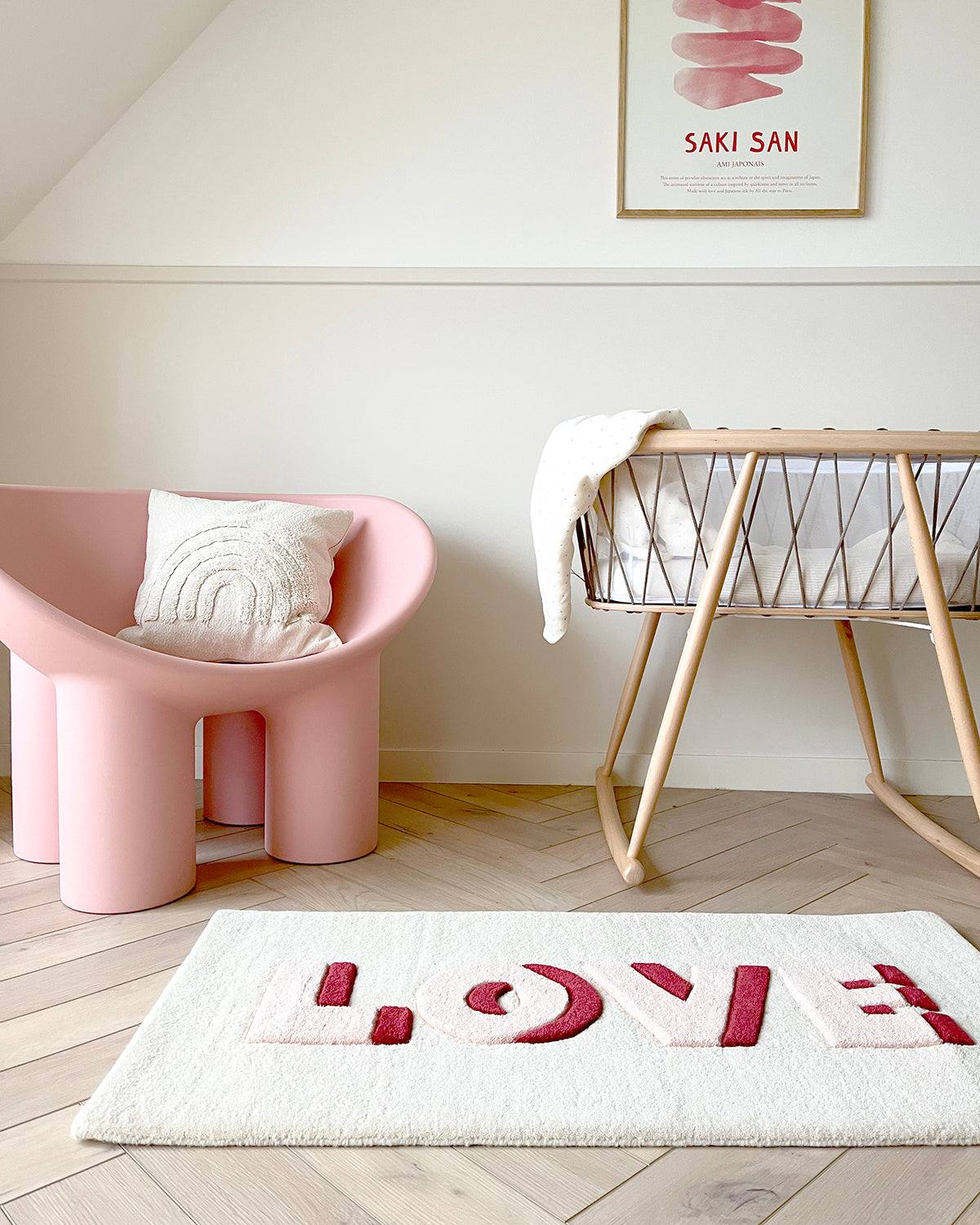 Rug Love Cream / Red Print 3.3 X 1.6 Ft
