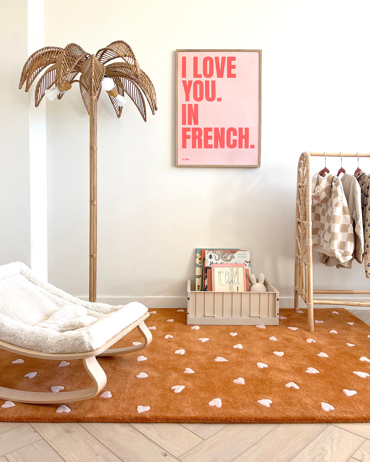 Rug Hearts Brown / Pink Print 2.6 X 3.9 Ft