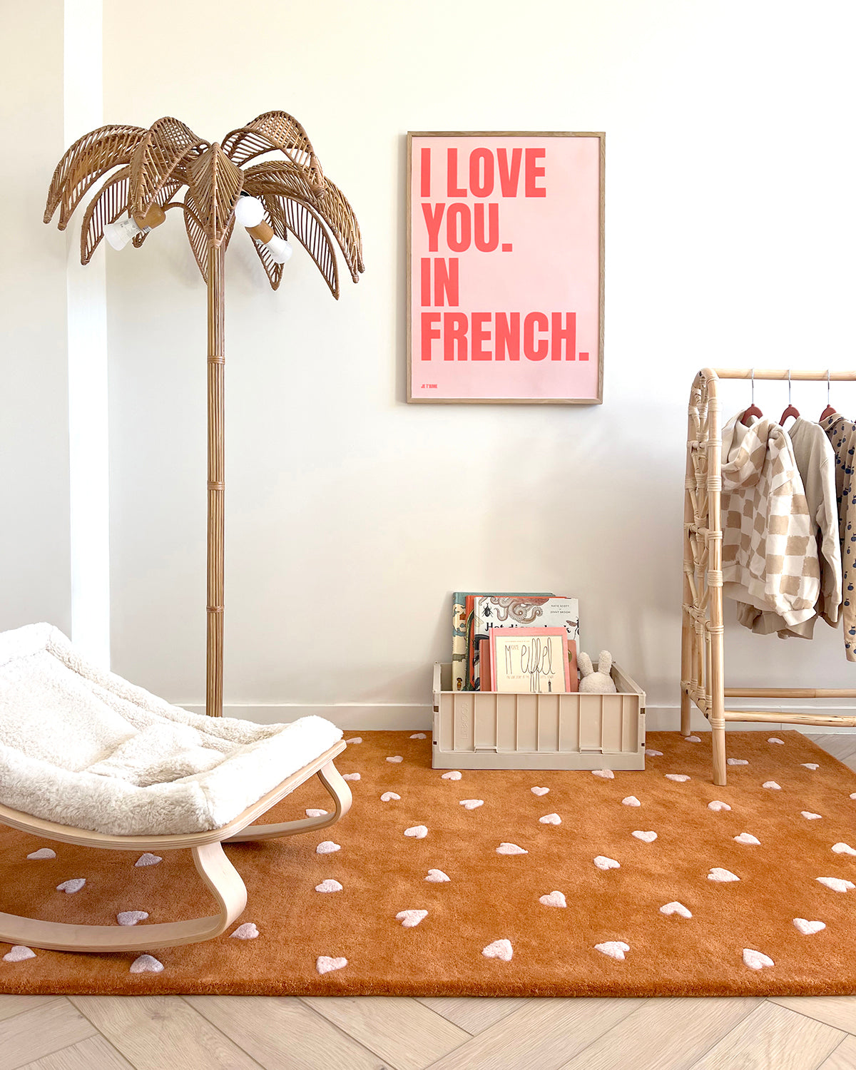 Rug Hearts Brown / Pink Print 3.9 X 5.9 Ft