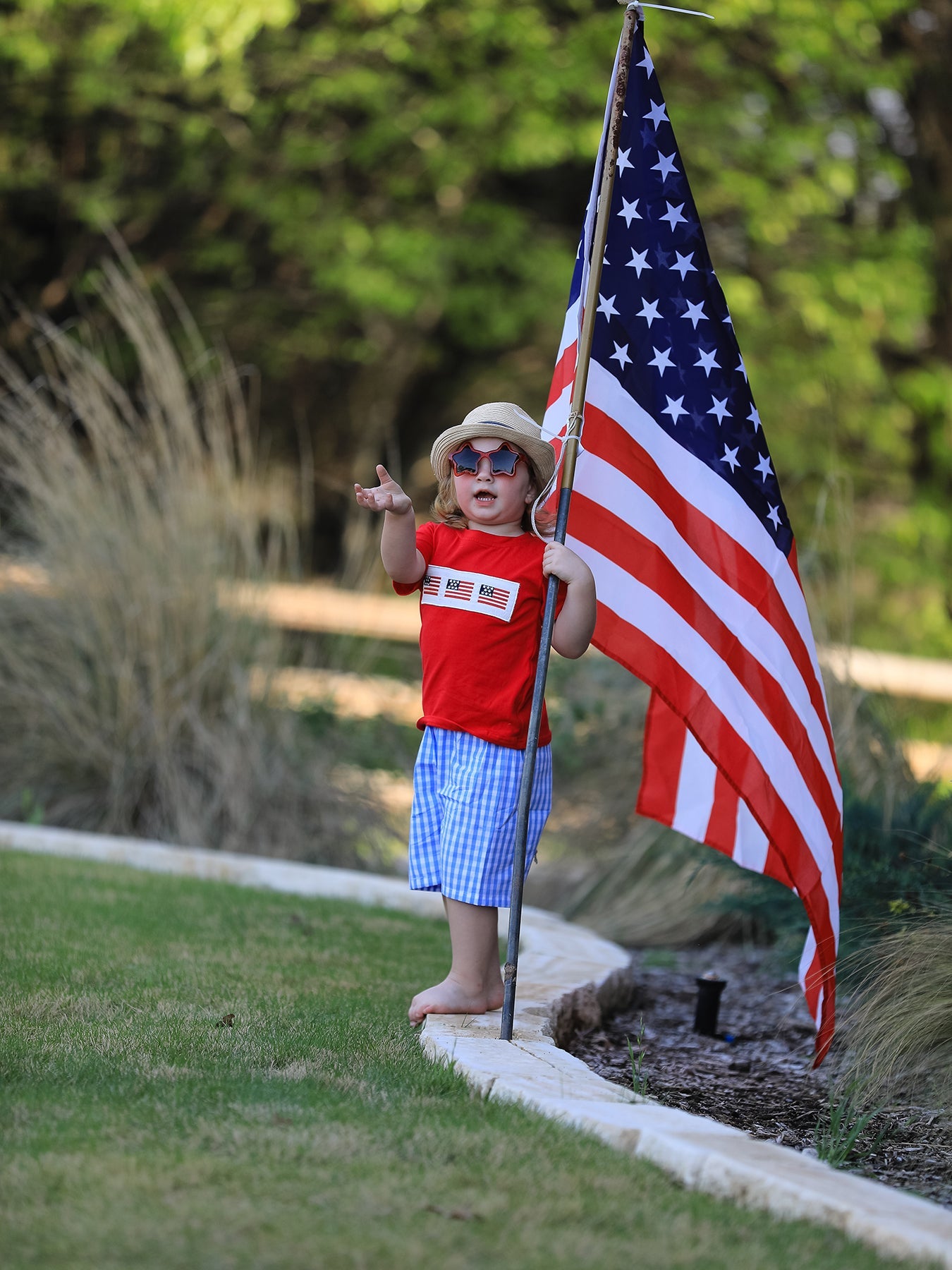 4th Of July Flag Embroidery Smocking Boys Set