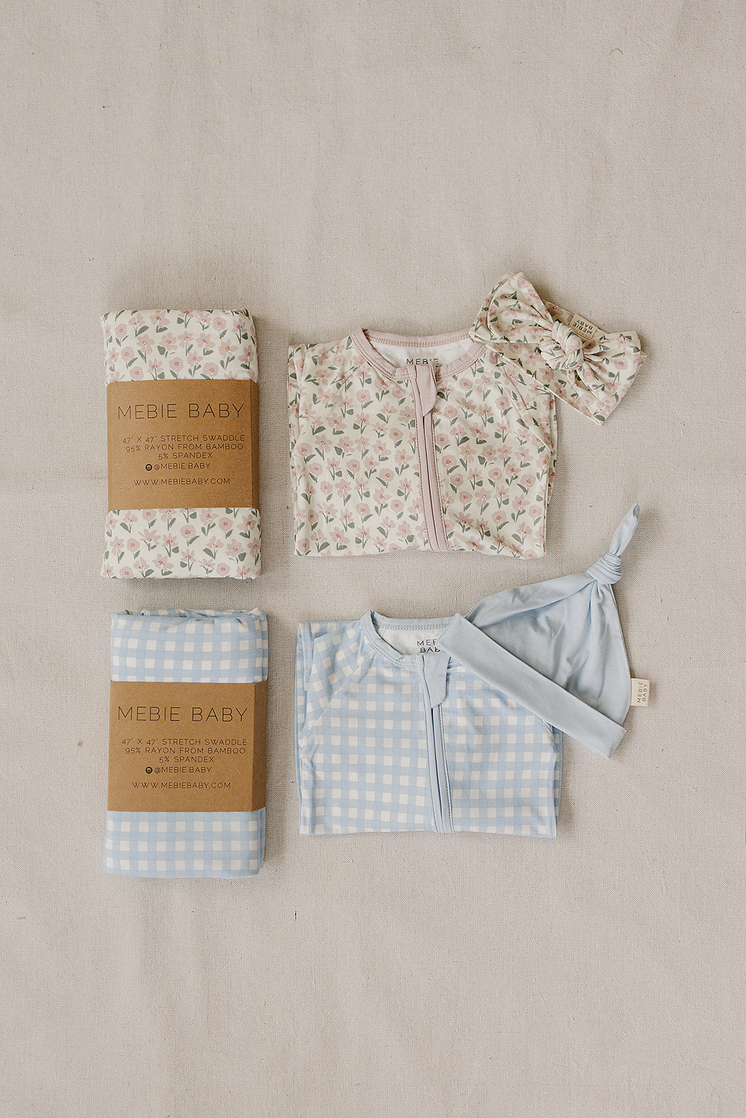 Blue Gingham Bamboo Stretch Swaddle