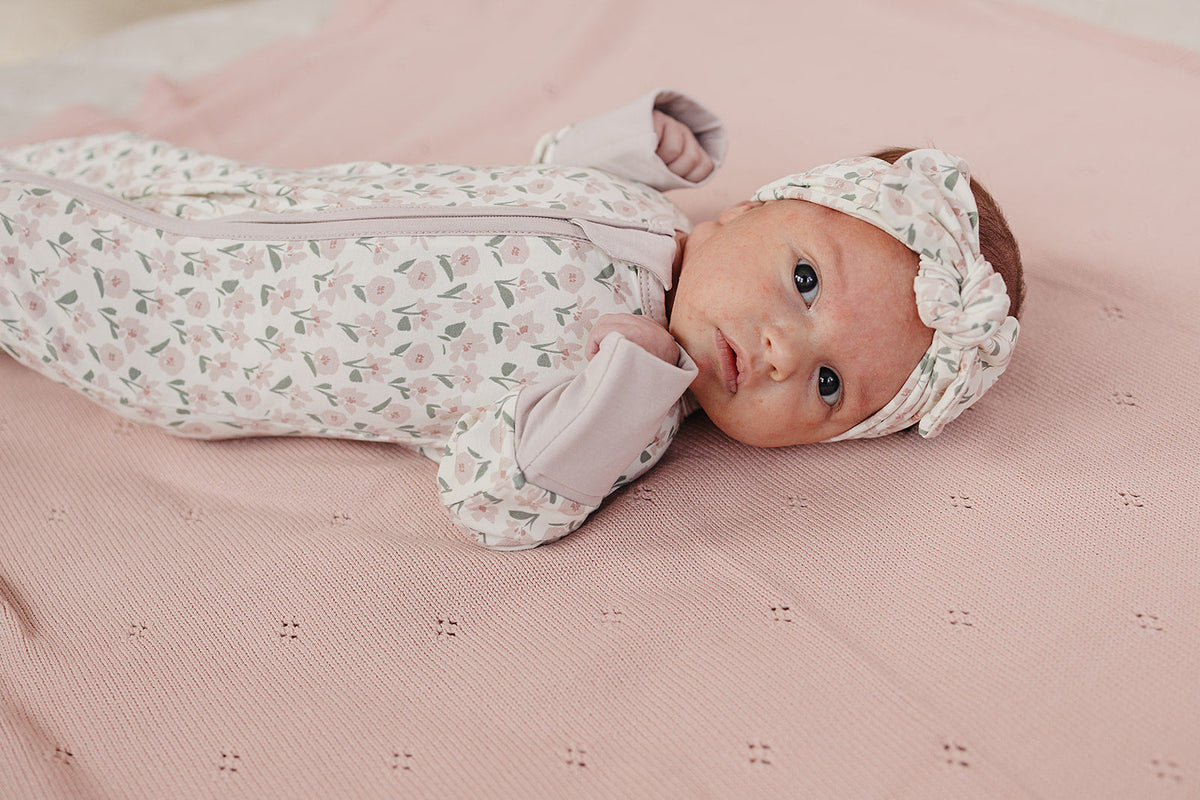 Pink Petal Floral Bamboo Zipper