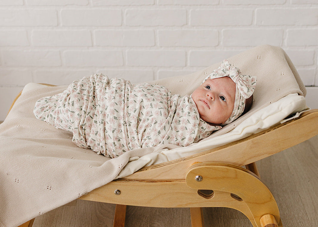 Pink Petal Floral Bamboo Stretch Swaddle