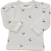 Cherry Pointelle Long Sleeve Tee