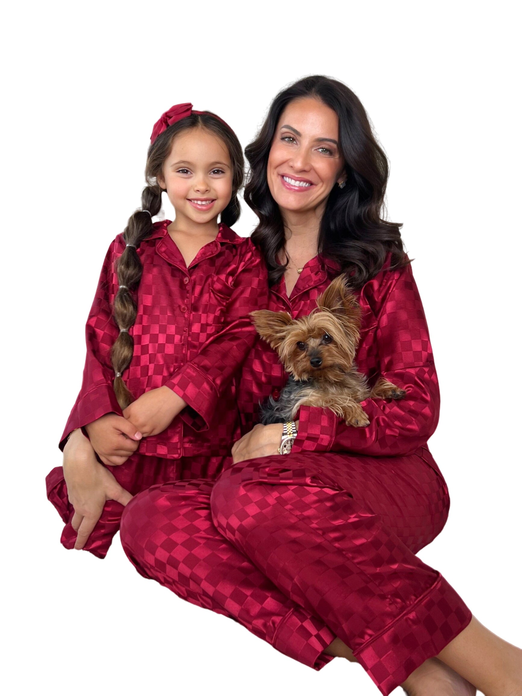 Mommy And Me Checkered Silky Pajamas