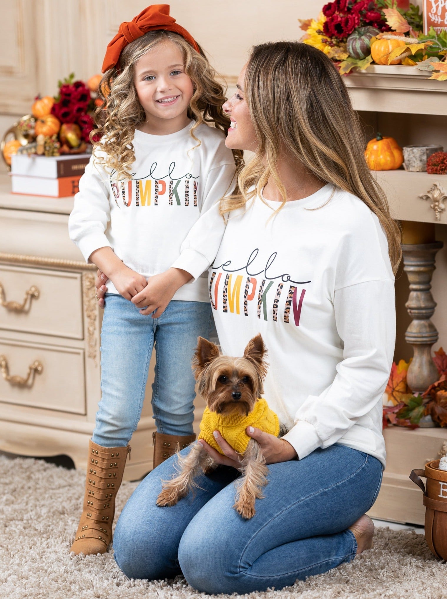 Mommy And Me Hello Pumpkin Long Sleeve Top