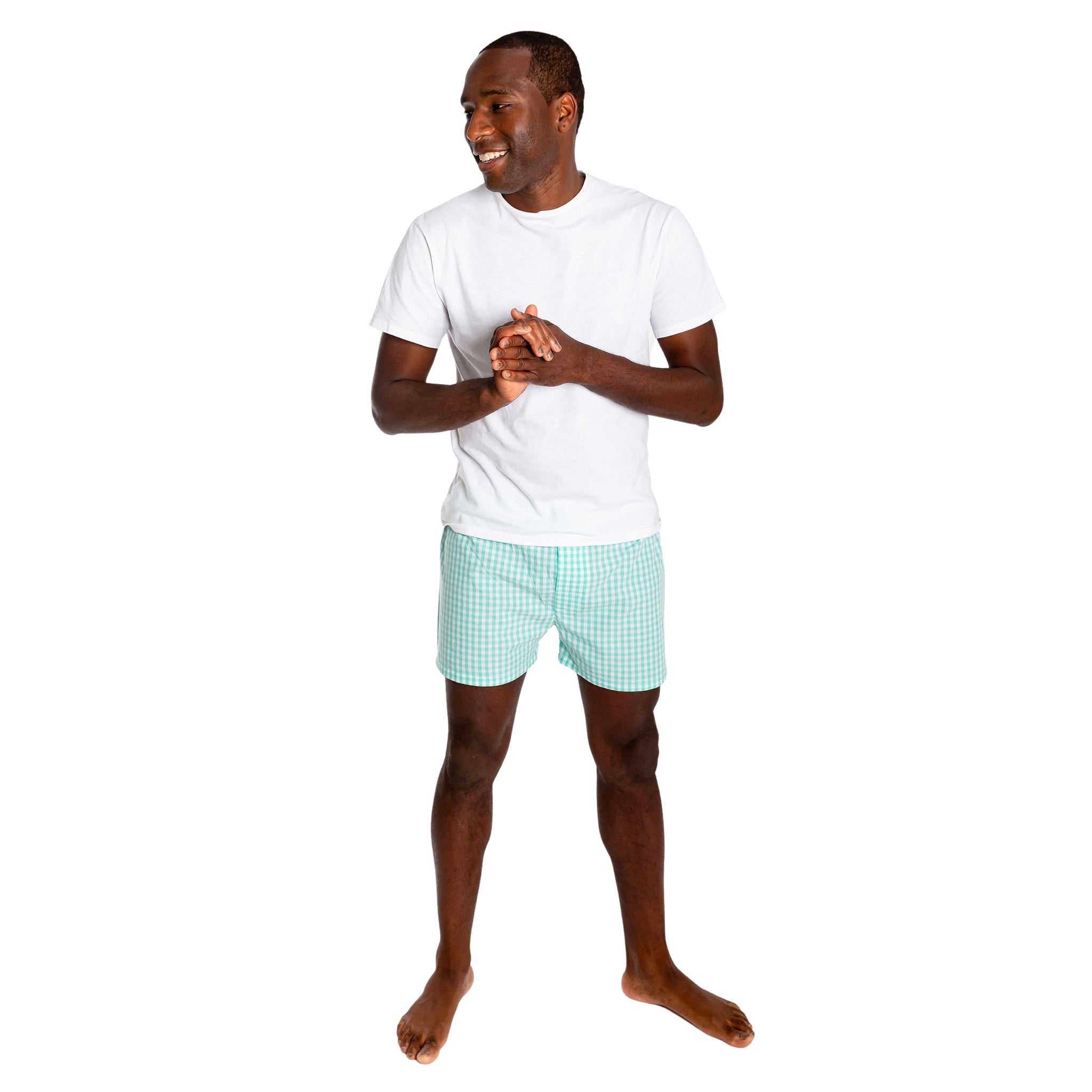 Men's Hepburn Gingham Mint Boxer Shorts