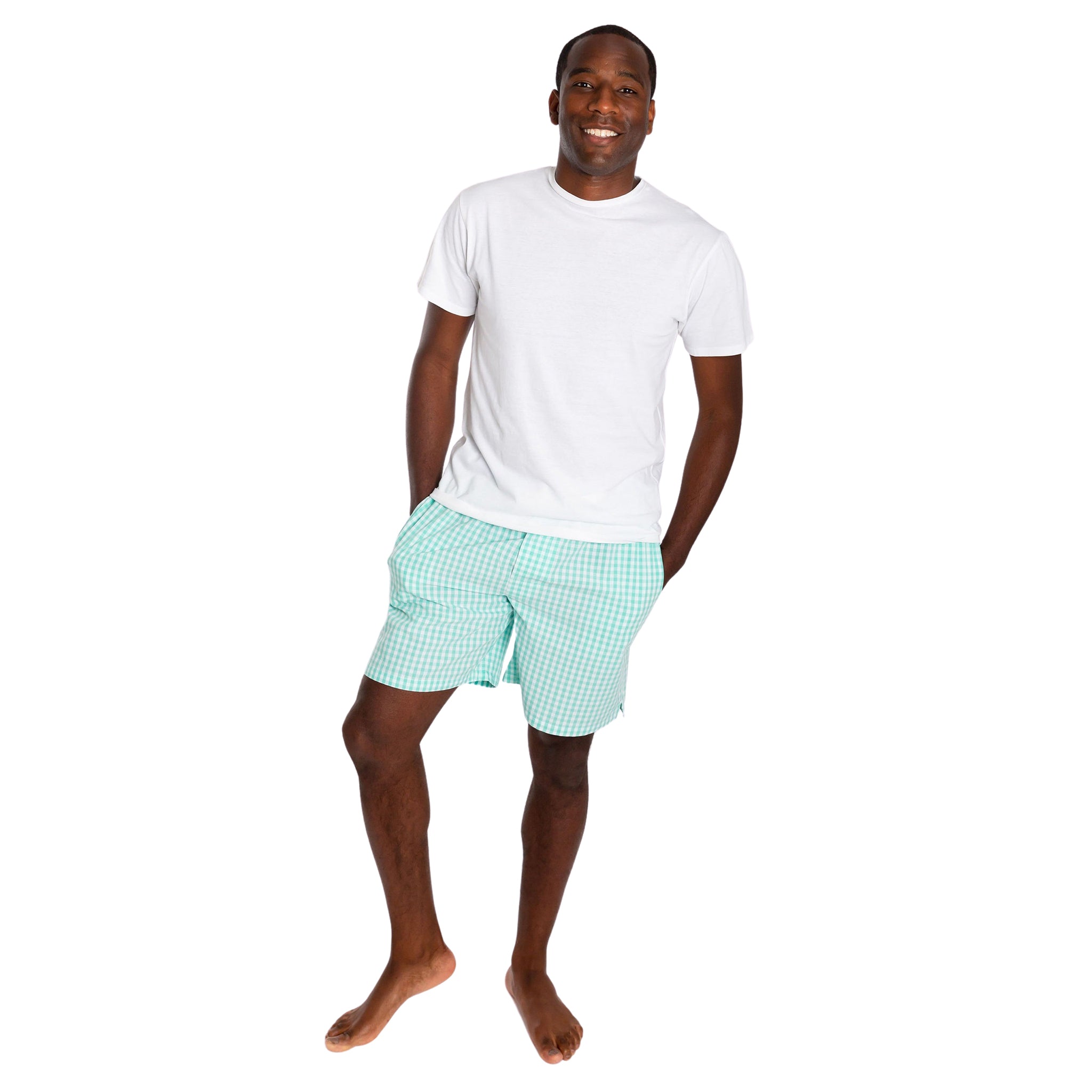 Men's Hepburn Gingham Mint Sleep Shorts