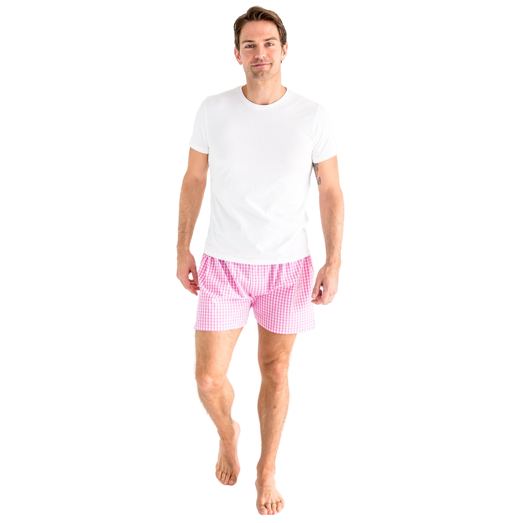 Men's Hepburn Gingham Pink Boxer Shorts