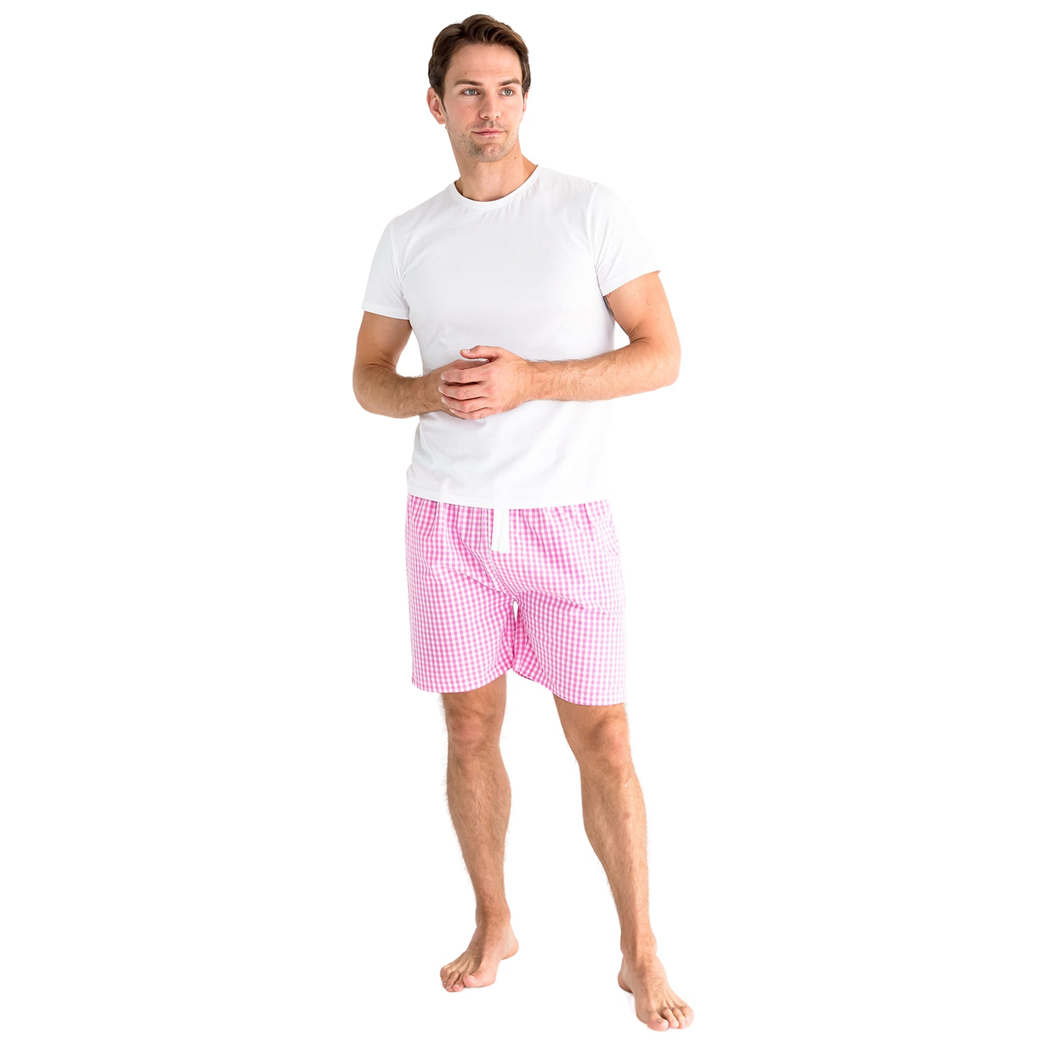 Men's Hepburn Gingham Pink Sleep Shorts