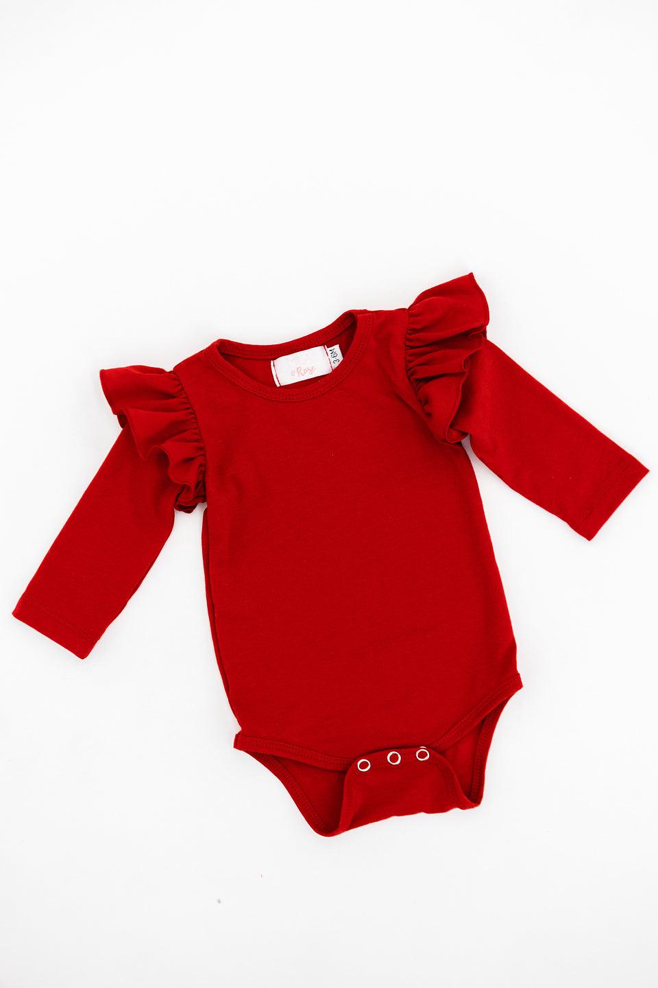 Red L/s Flutter Bodysuit