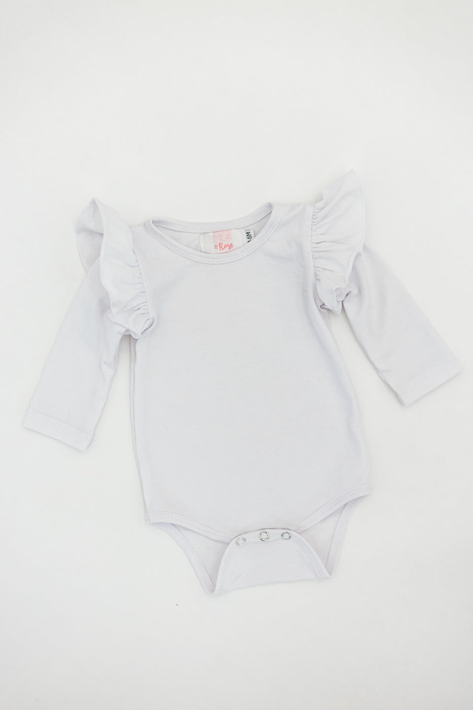 White L/s Flutter Bodysuit