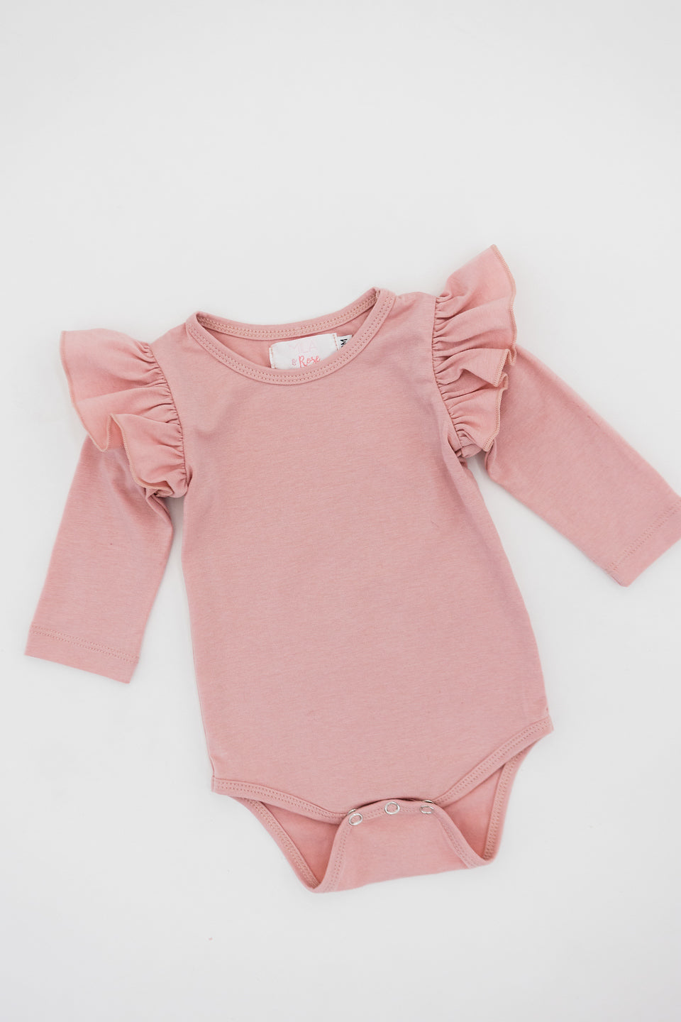 Vintage Pink L/s Flutter Bodysuit