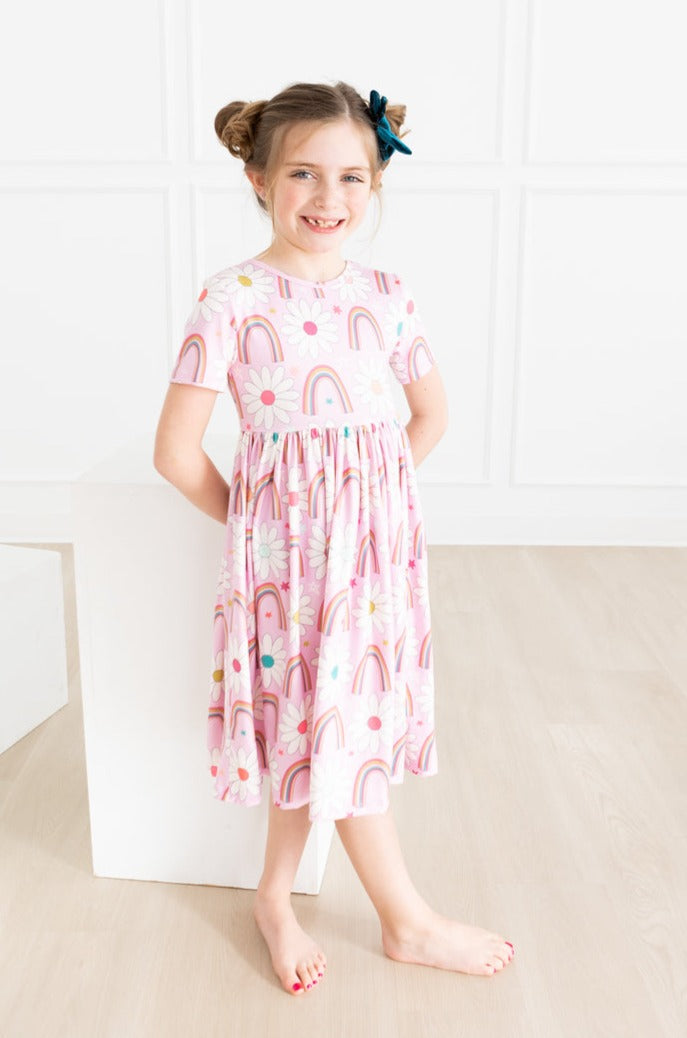 Rainbow Daisies S/s Twirl Dress