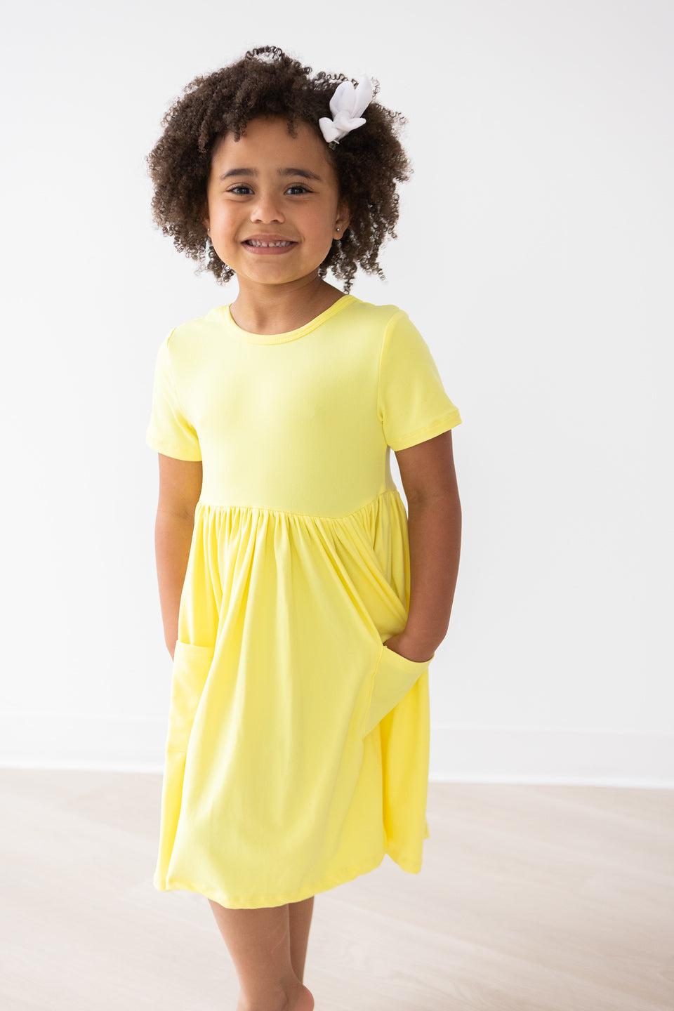 Yellow S/s Pocket Twirl Dress