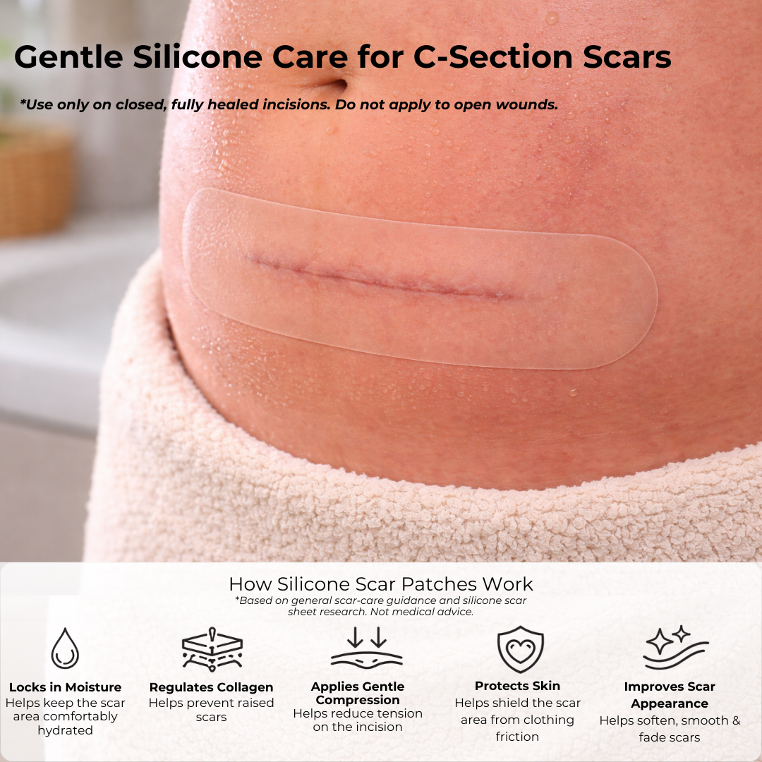 Haakaa Mom C-section Scar Silicone Patches - 6-pk (3 X 0.5mm + 3 X 1mm)