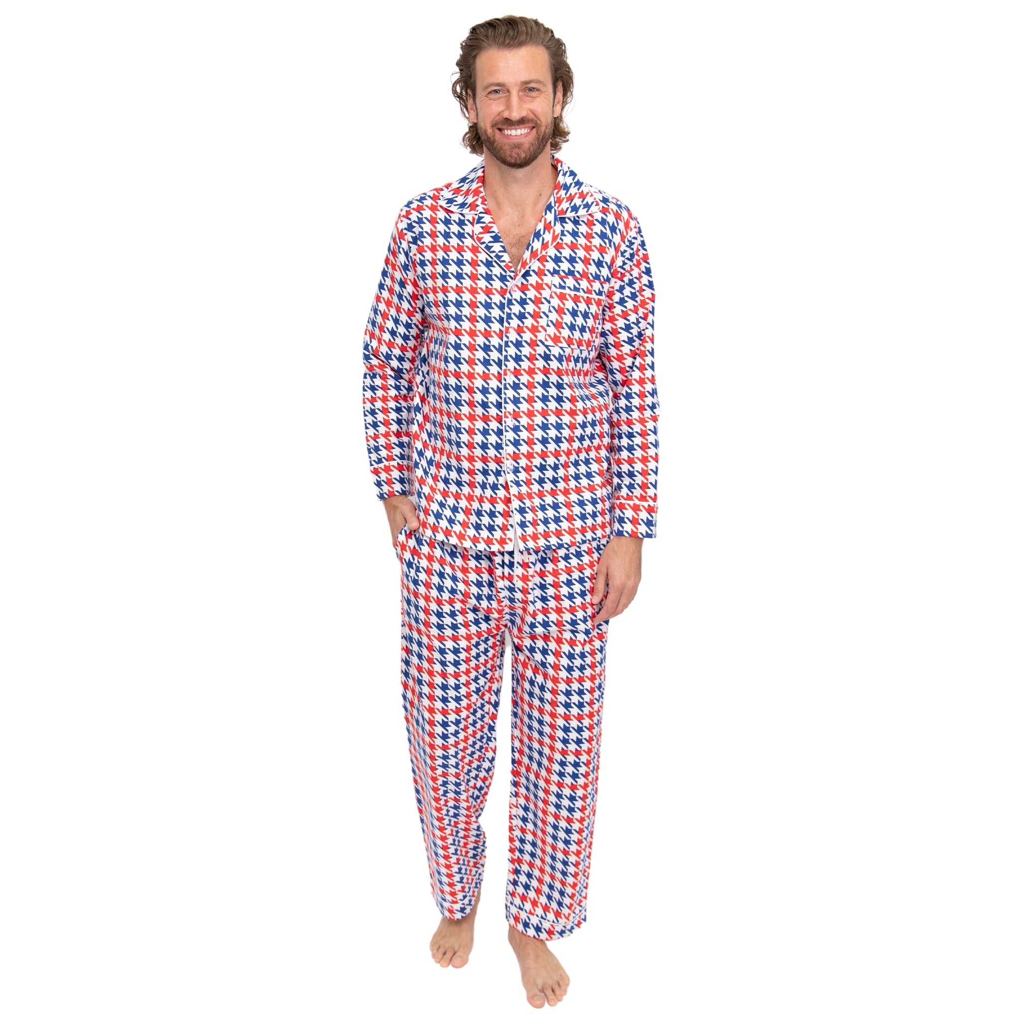 Men's Houndstooth Flannel Long Set