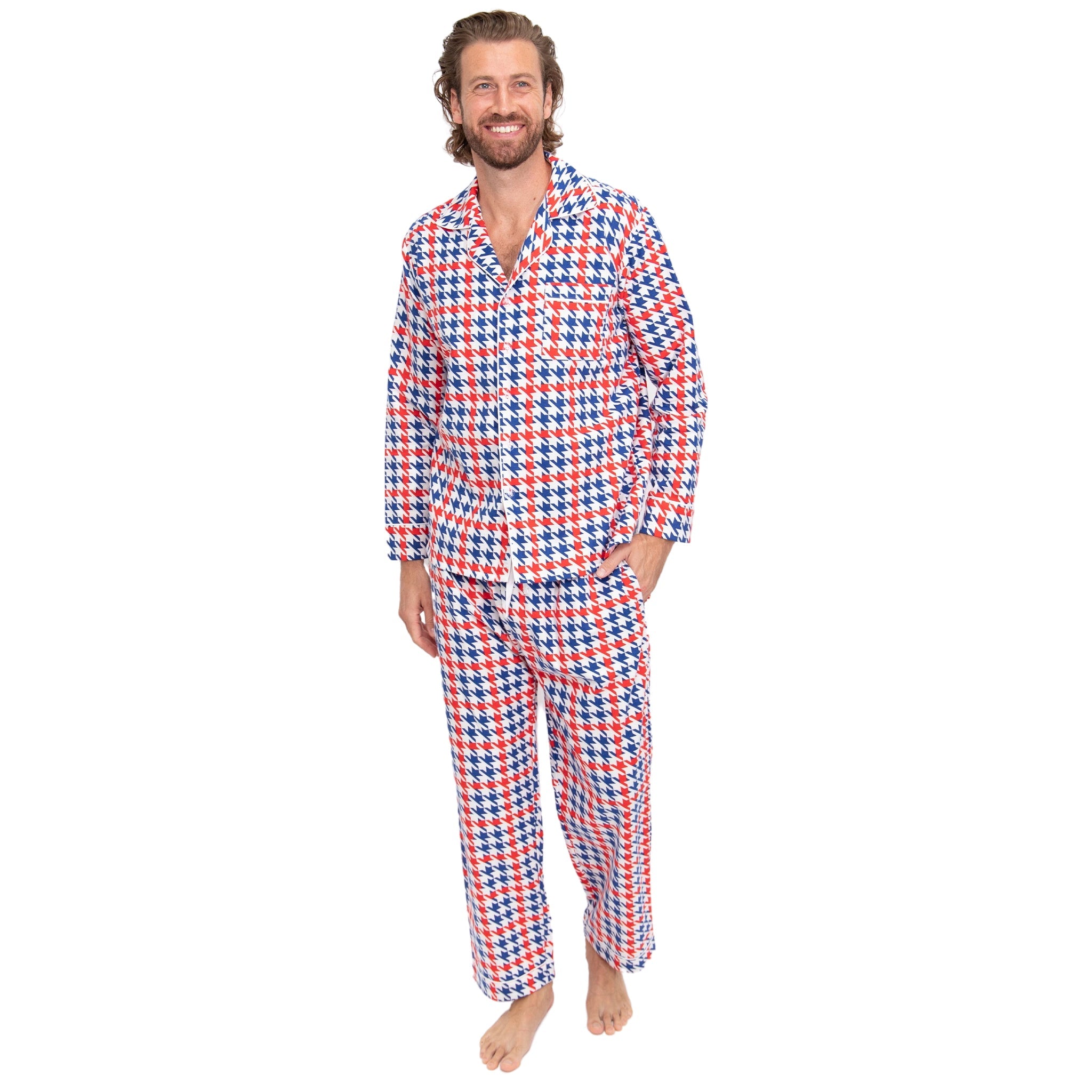 Men's Houndstooth Flannel Long Set