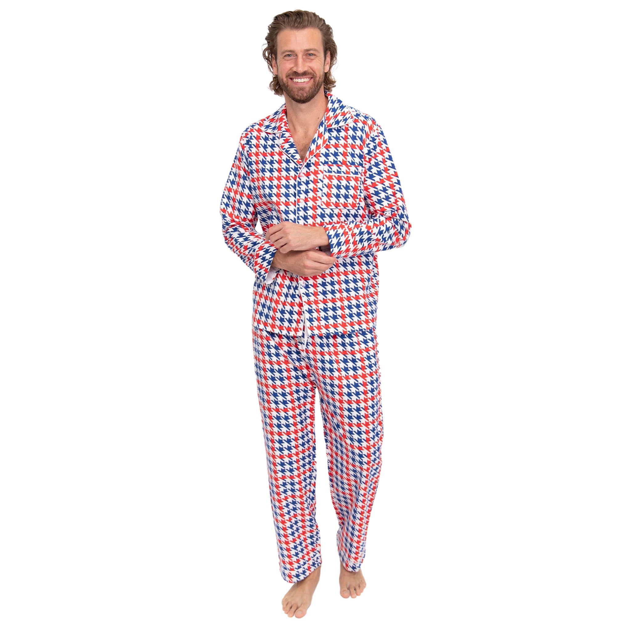 Men's Houndstooth Flannel Long Set