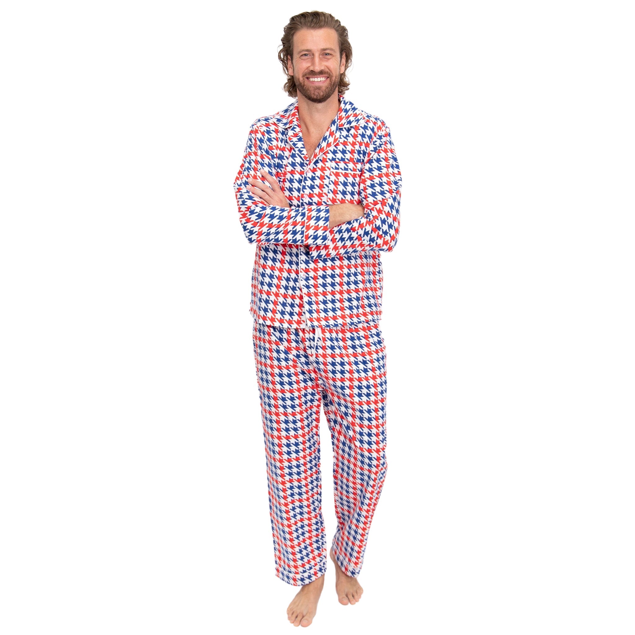 Men's Houndstooth Flannel Long Set