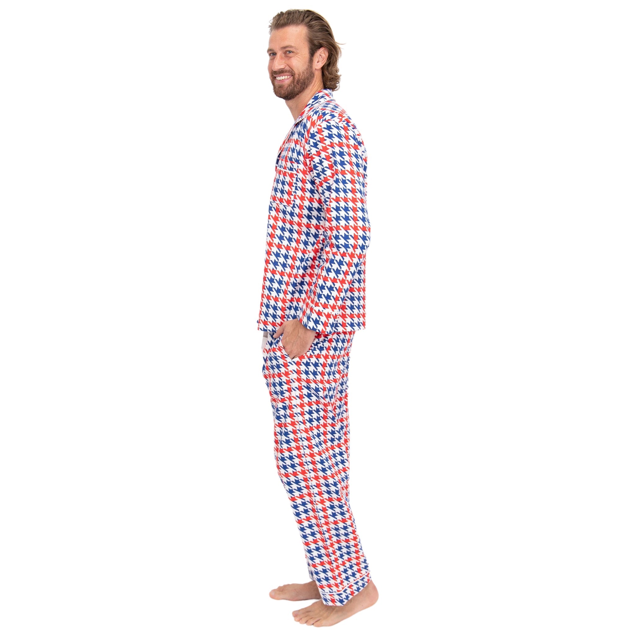 Men's Houndstooth Flannel Long Set