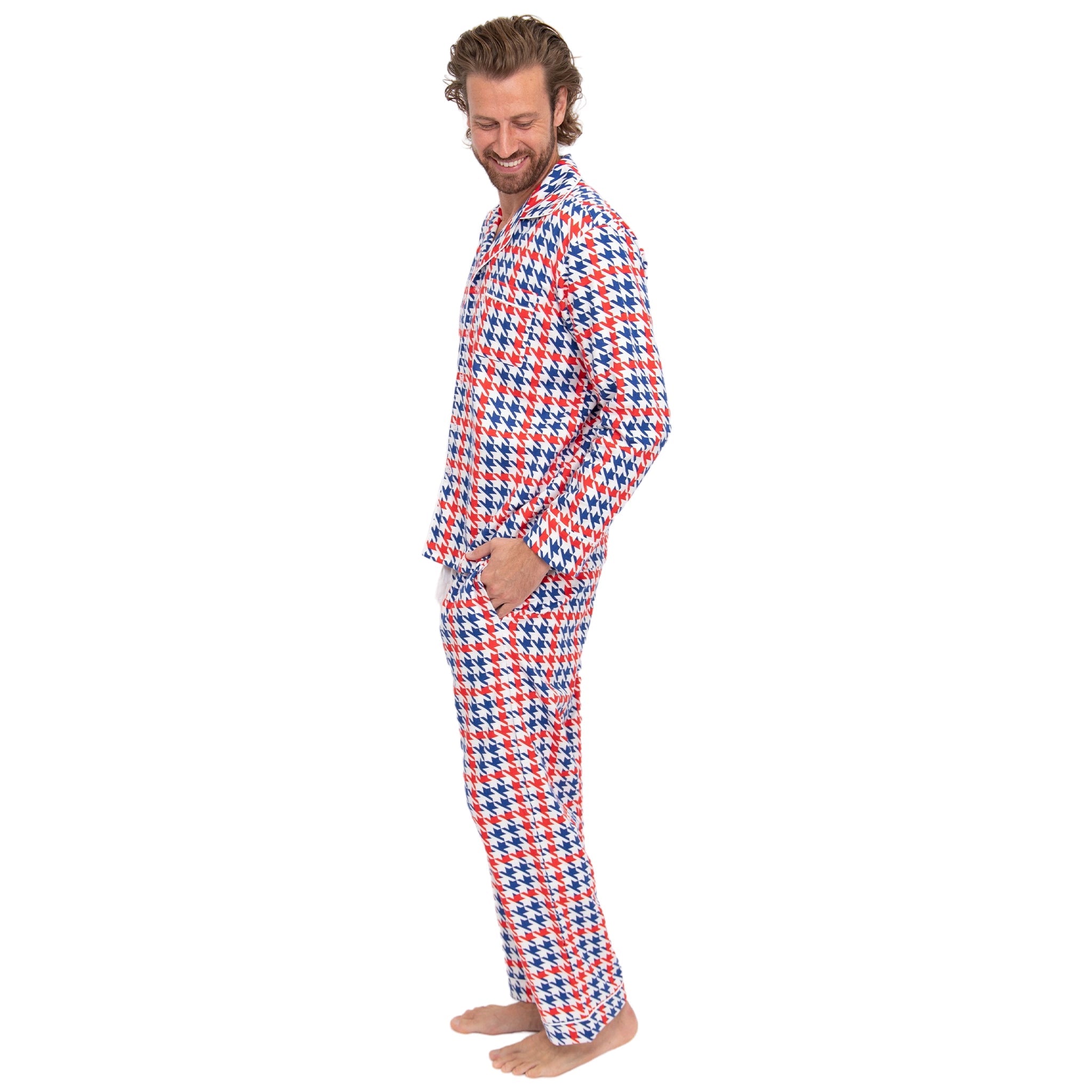 Men's Houndstooth Flannel Long Set