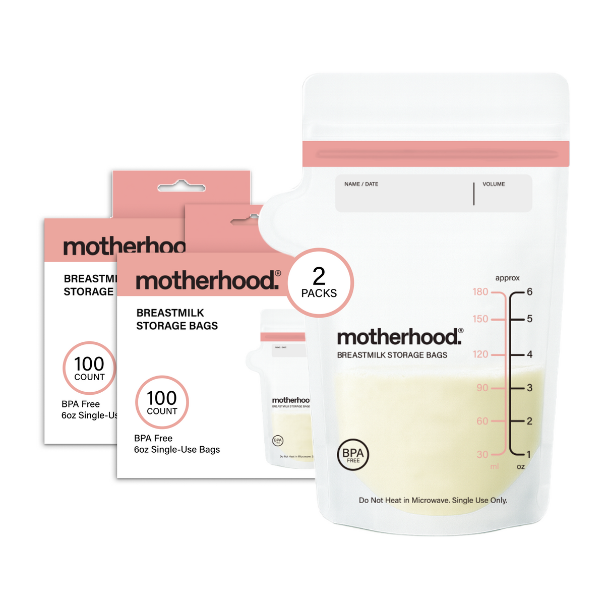 Motherhood Collection Breastmilk Freezer Storage Bags – Safe, Leak-proof & Easy-store Milk Bags (3 Oz & 6 Oz)