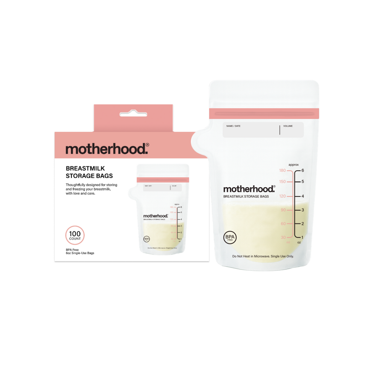 Motherhood Collection Breastmilk Freezer Storage Bags – Safe, Leak-proof & Easy-store Milk Bags (3 Oz & 6 Oz)