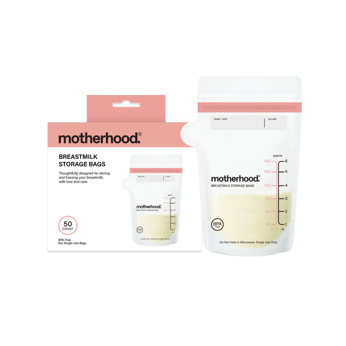 Motherhood Collection Breastmilk Freezer Storage Bags – Safe, Leak-proof & Easy-store Milk Bags (3 Oz & 6 Oz)